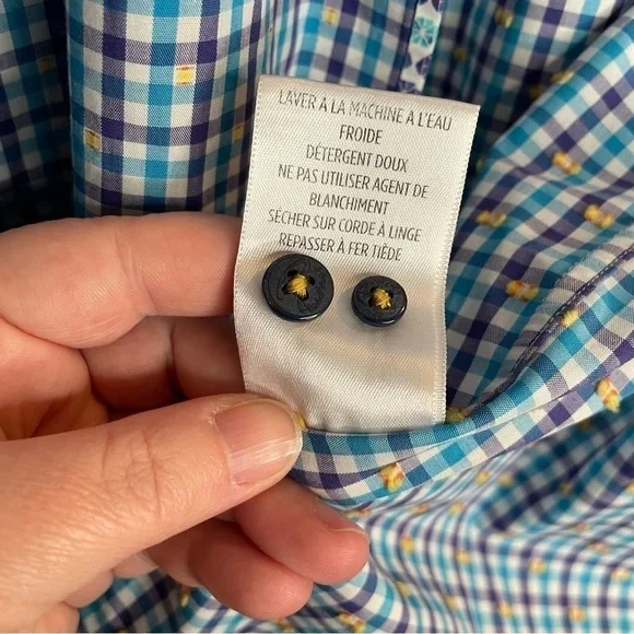 Robert Graham Modern Americana Blue Plaid Contrasting Collar Shirt L - Picture 14 of 14